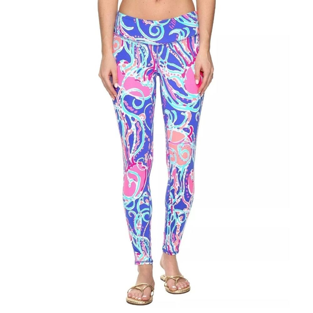 Lilly Pulitzer‎ LUXLETIC WEEKENDER LEGGING Iris Blue Pop Up Jellies Be Jammin XS